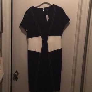 Ann Taylor dress, Navy & off white short sleeves
